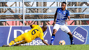 Pogiso Sanoka has left Maritzburg United for TS Galaxy on PSL transfer deadline day. The defender is seen here with Sibongiseni Mthethwa of Black Leopards in one of Dstv Premiership matches. 