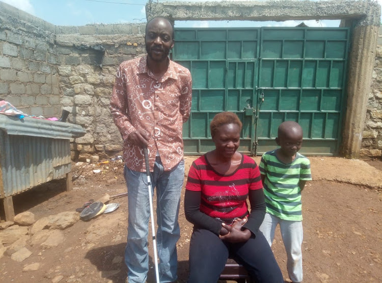 Sebastien Amoi with wife Lily and son Stan at heir compund in Kamukunji area of Uasin Gishu