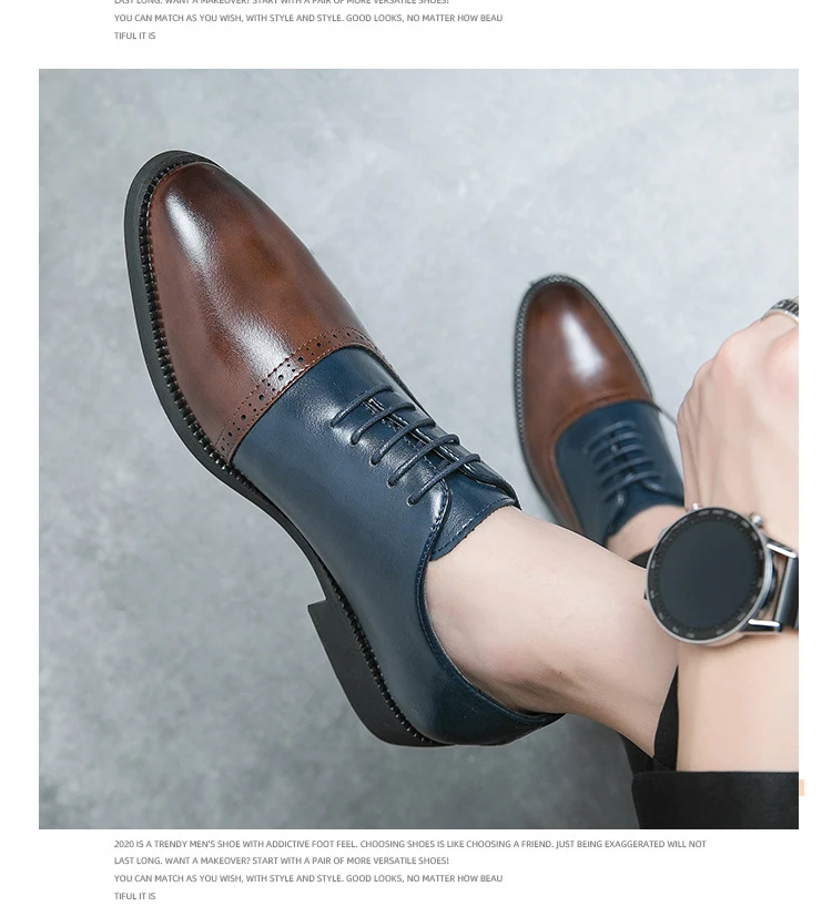 Title 3, Zapatos de cuero bicolor para hombre. Elegancia...