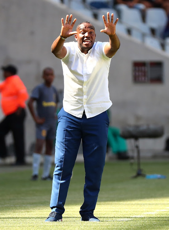 Benni McCarthy, head coach of Cape Town City reacts, issues instructions during the Absa Premiership 2017/18 football match between Cape Town City FC and Ajax Cape Town at Cape Town Stadium, Cape Town on 20 January 2018.