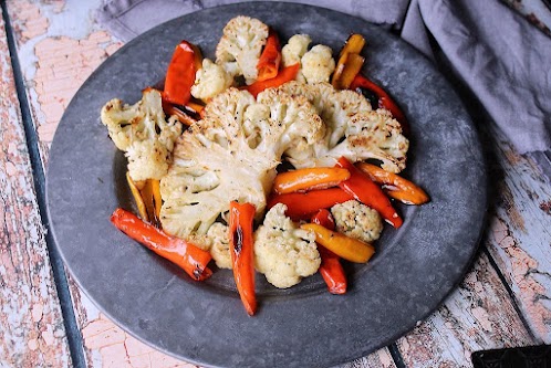 Roasted Cauliflower With Sweet Mini Peppers