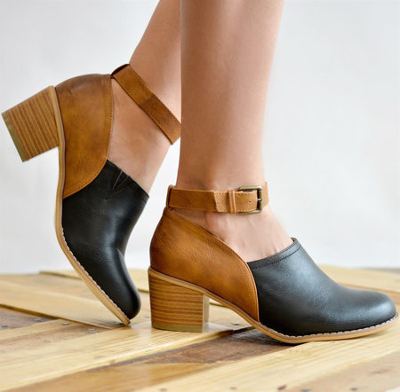 Title 5, Womens Nude Boots with Thick Mid Heel, Retro R...