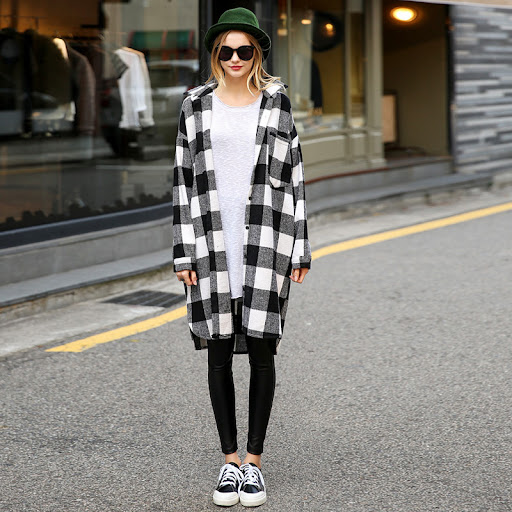 Title 5, Womens Plaid Shirt Loose Korean Style Bf Port ...