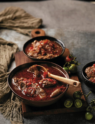 Tomato bredie with mutton.