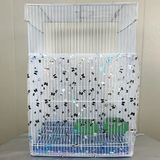 Universal Bird Cage Cover 360 Degrees Covering Bird Cage Mesh Net Elastic Birdcage Cover Soft Bird Seed Guard Skirt For 