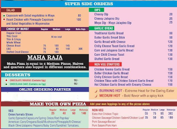 The Great Pizza menu 