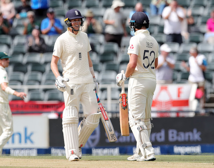 Zak Crawley of England celebrates his 50 runs during the International Test Series 2019/20 match between South Africa and England at Imperial Wanderers Stadium, Johannesburg on 24 January 2020.