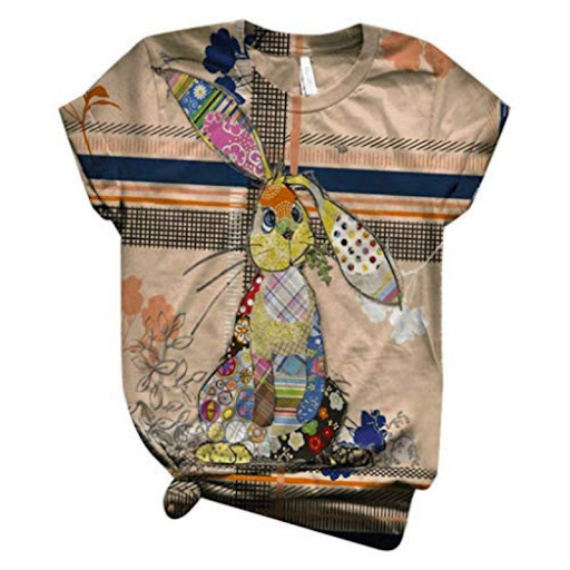 Title 1, Womens Loose Summer Cartoon Printed Short Sleeved