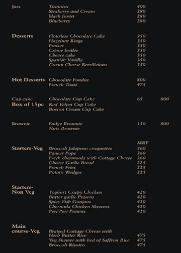 Fonce Chocolatier menu 