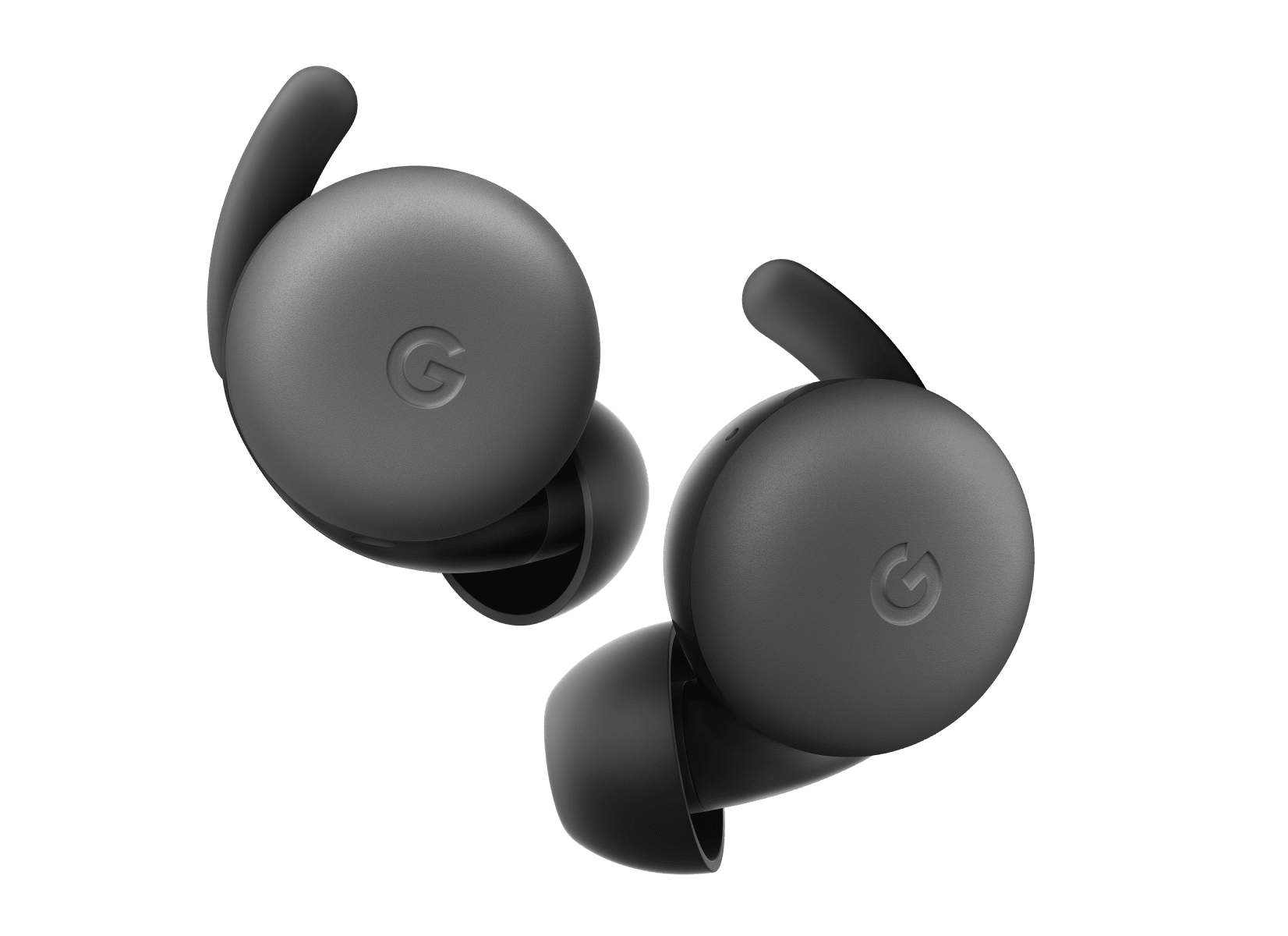 A pair of Pixel Buds a series in Charcoal