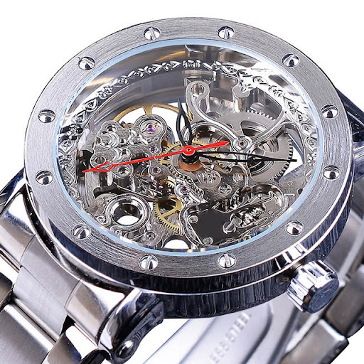 Title 2, Mens Hollow Out See Through Mechanical Watch, ...