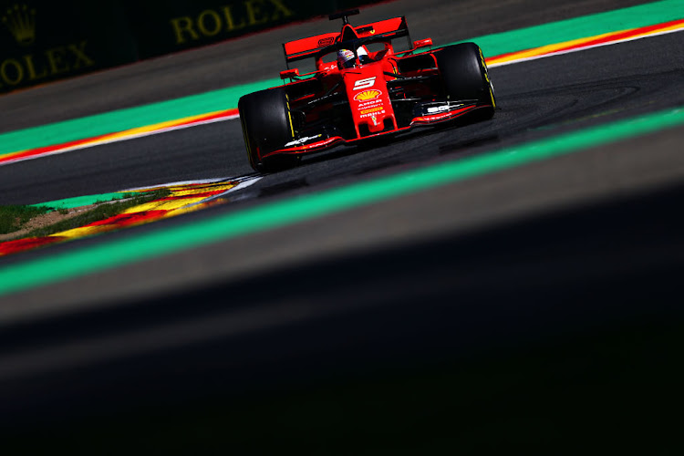 Sebastian Vettel of Germany driving the Scuderia Ferrari SF90 on track during practice for the Belgian F1 Grand Prix at Circuit de Spa-Francorchamps.