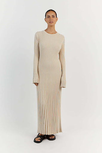 Title 17, Fashion Casual Solid Color Knitted Dress Round ...