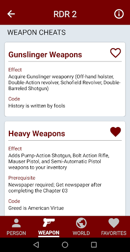 Unofficial Red Dead QuickCodes