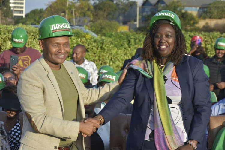 Thika town MP Patrick Wainaina with his running mate and former Kiambu Woman Representative Annah Nyokabi Gatheca.