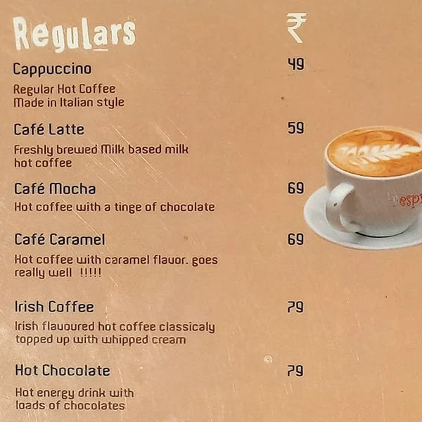 Cafe Nirvaana menu 