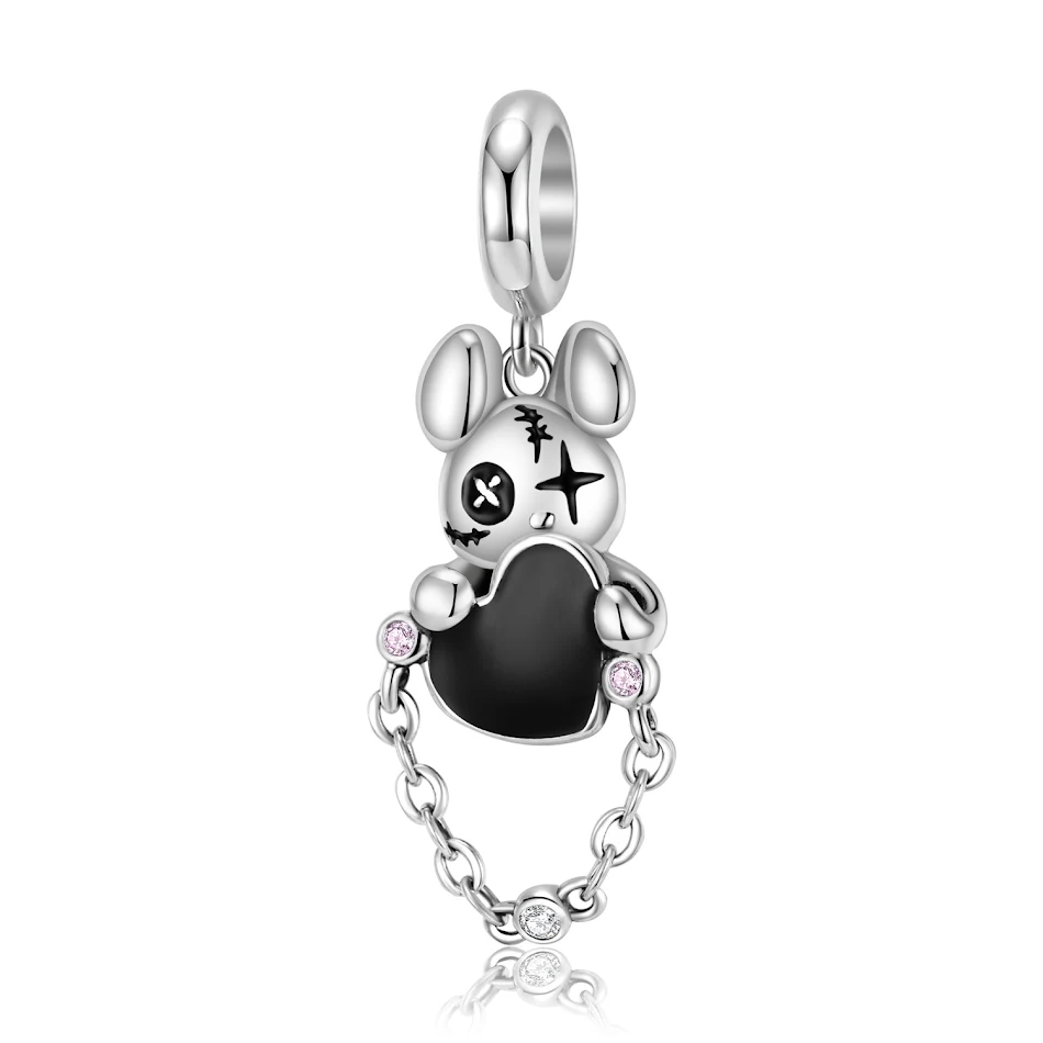 Charm Doll Beerhanger Zilveren Accessoire voor Armband. Schattig en stijlvol sieraad. Perfect als cadeau voor elke gelegenheid.