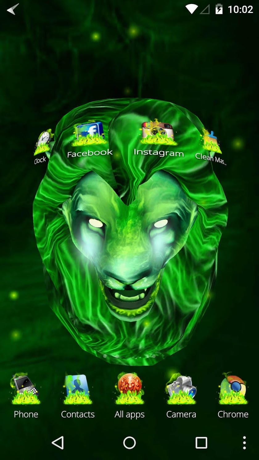 King of Green Lion 3D Theme Screen 2