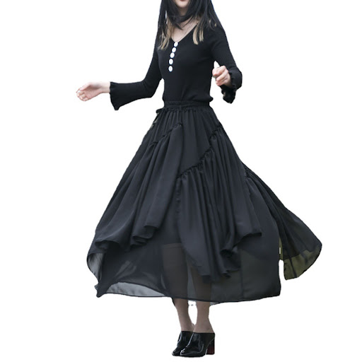 Title 5, Womens Ethnic Thin Chiffon Skirt Irregular Per...