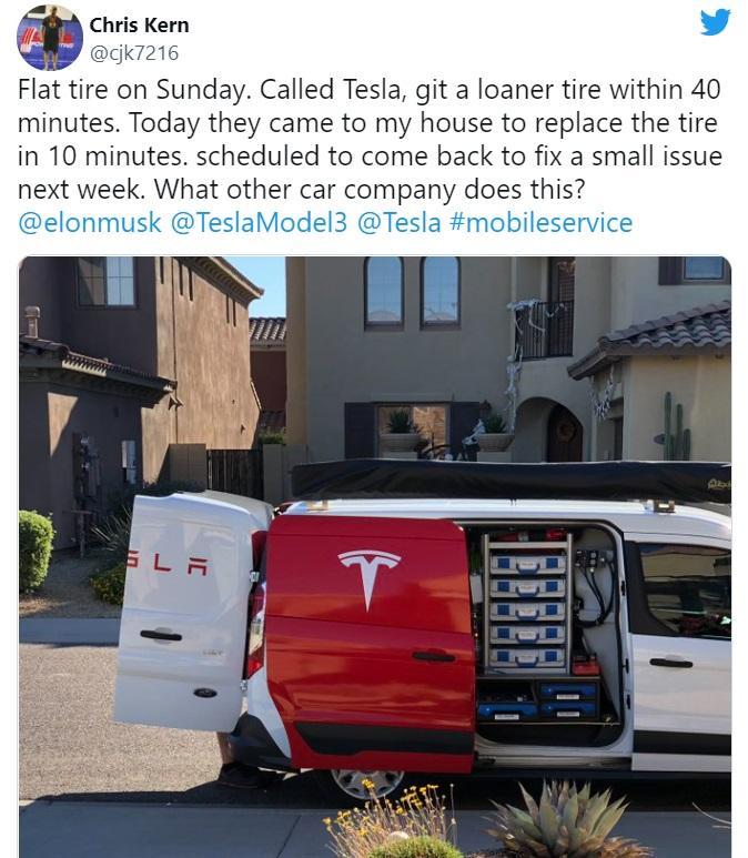 Tesla uses mobile service vans to meet customers where they are.