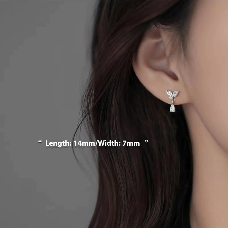 Sterling zilveren oorstekers voor dames, naaldblad en waterdruppel design, subtiel en elegant. Perfect voor dagelijks gebruik en speciale gelegenheden.