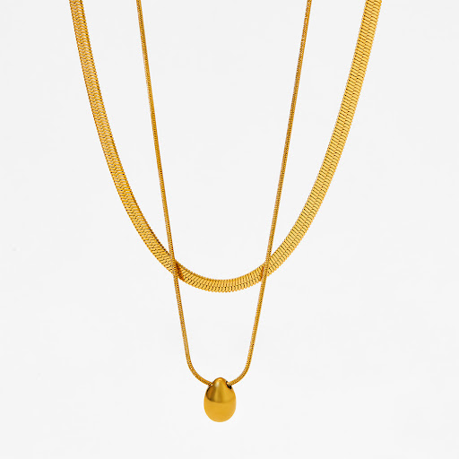 Title 2, Double-layer Water Drop Pendant Necklace, a sim...