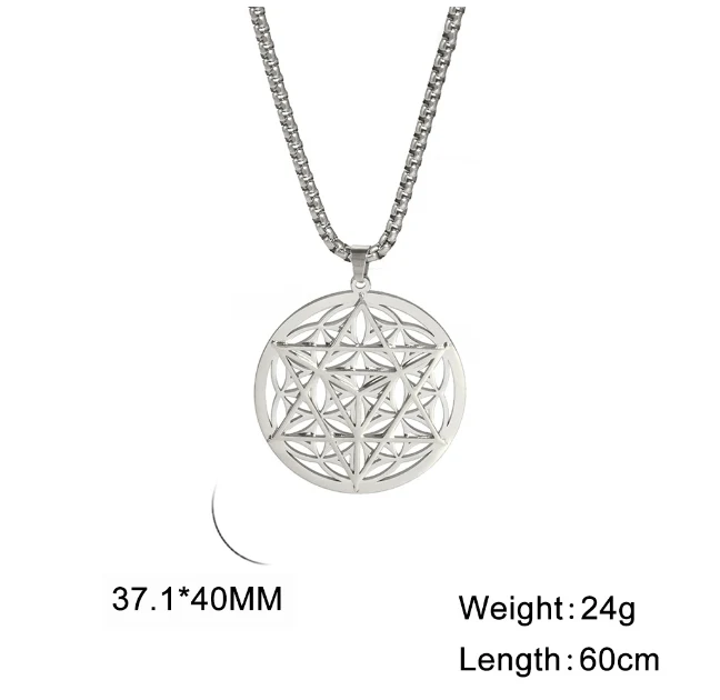 Collier avec pendentif Merkaba creux plaqué or véritable en acier inoxydable 304. Un bijou spirituel et tendance pour vous.