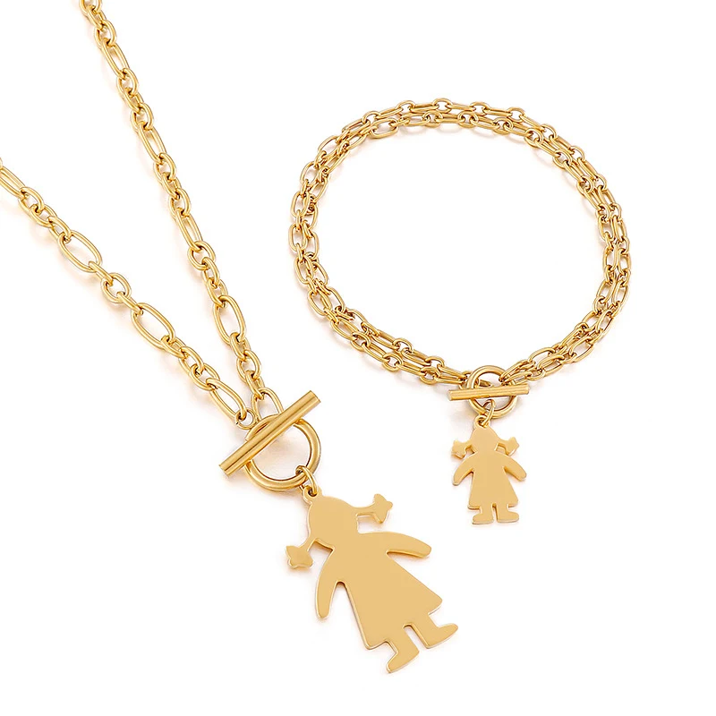 Conjunto colar e pulseira de aço inoxidável, fashion e simples, perfeito para uso diário ou ocasiões especiais, um toque de sofisticação.