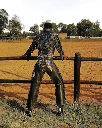 The cowboy aesthetic is inspired the designer's surname, Masango.