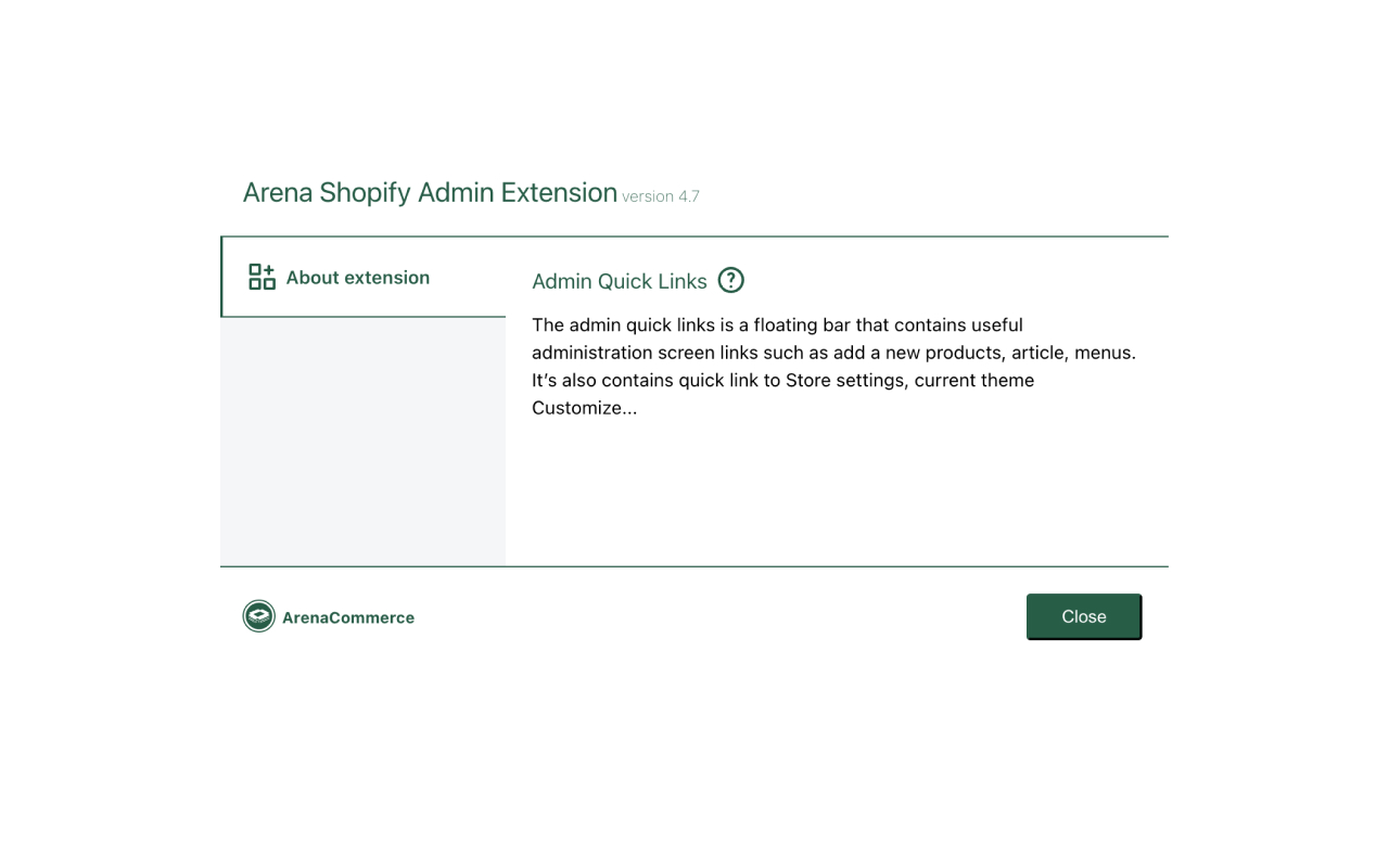 Arena Shopify Admin Extension Preview image 4