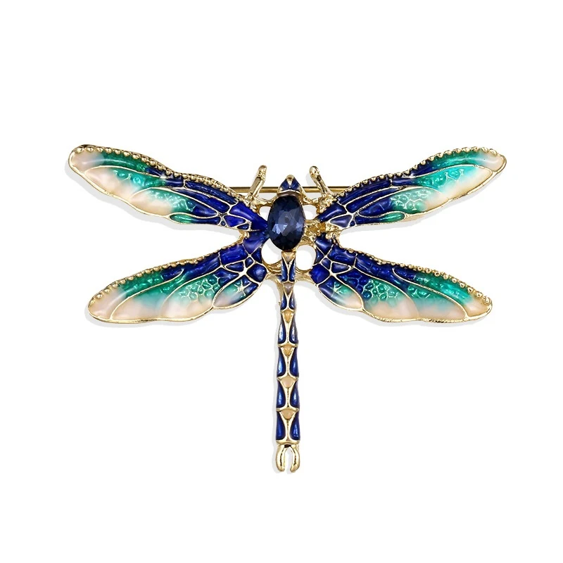 Druipende emaille libelle broche, een stijlvol mode accessoire. Perfect om elke outfit op te fleuren met opvallende elegantie.