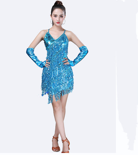 Title 8, New Fringed Skirt Latin Dance Skirt Sequin Danc...