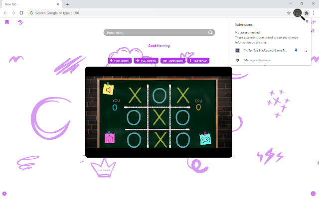 Tic Tac Toe Blackboard Game New Tab