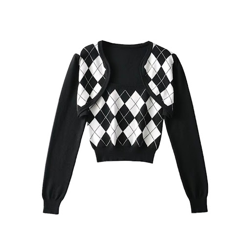 Title 5, Two Piece Suspender Knit Sweater Design With Di...