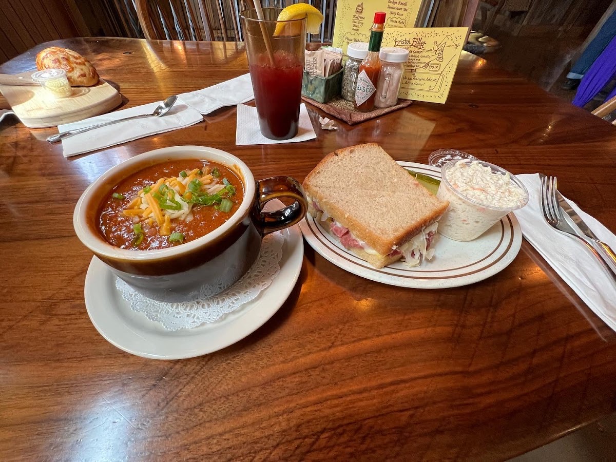 Gluten free Reuben and chili