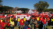 Protesters gather at  Newton, downtown Johannesburg ahead of the march against the national minimum wage and the proposed changes in the labour laws.