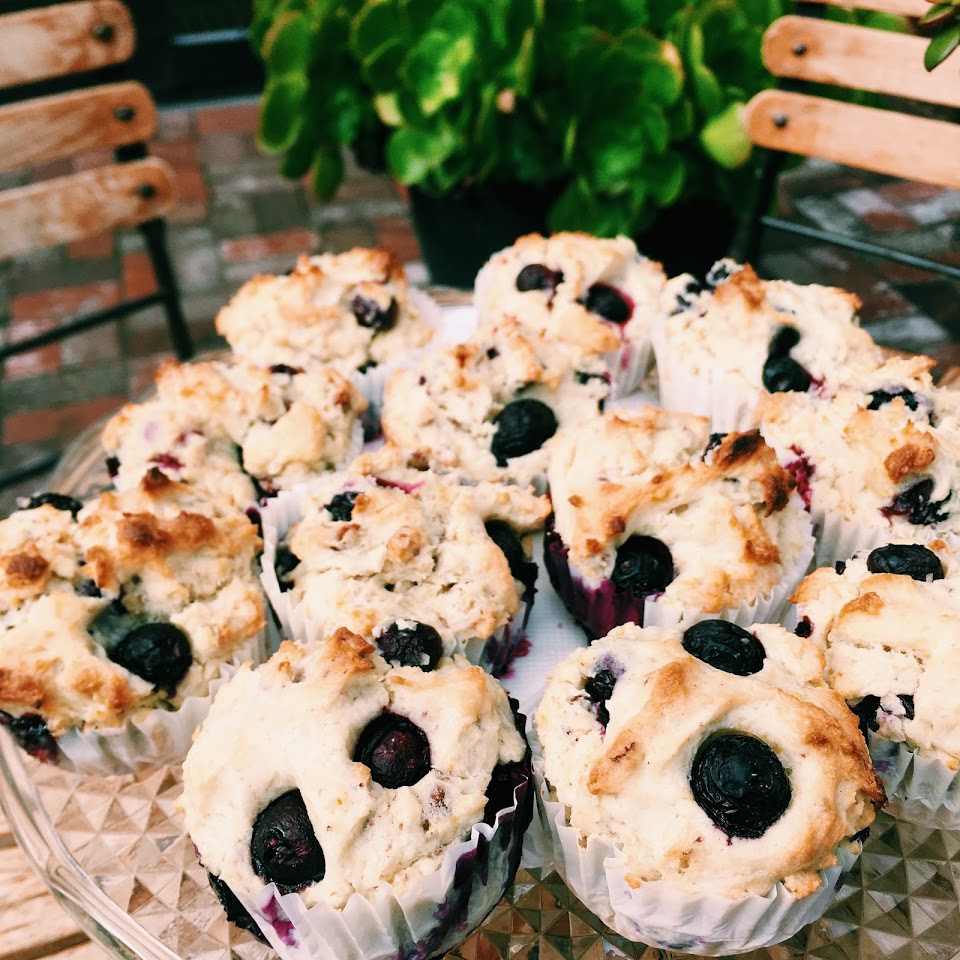 Fresh out the oven, always gluten-free blueberry muffins. The flavors are constantly rotating based on what's in-season.