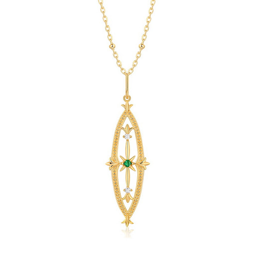 Title 3, Natural Emerald Hollow Cross Pendant. Elegant a...
