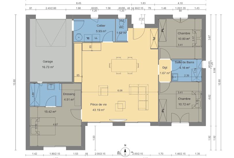  Vente Terrain + Maison - Terrain : 619m² - Maison : 98m² à Seyresse (40180) 