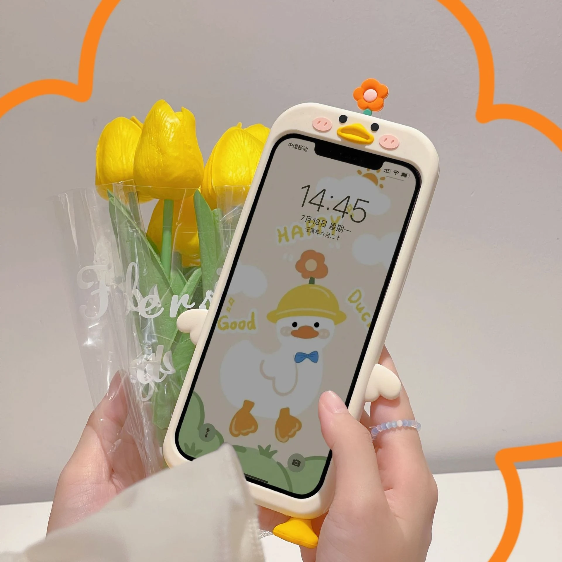 Title 9, Creative Stereo Cute Flower Duck Phone Case Car...