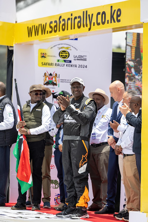 President WIlliam Ruto during the official flagging off of WRC Safari Rally Kenya at KICC, Nairobi on March 28, 2024