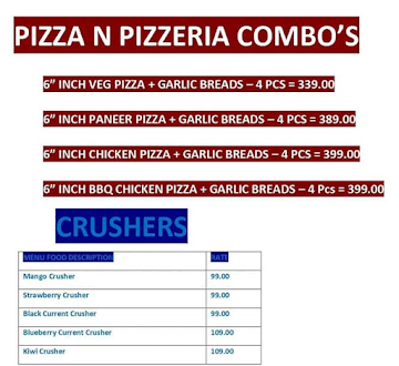 Pizza Pizzeria menu 
