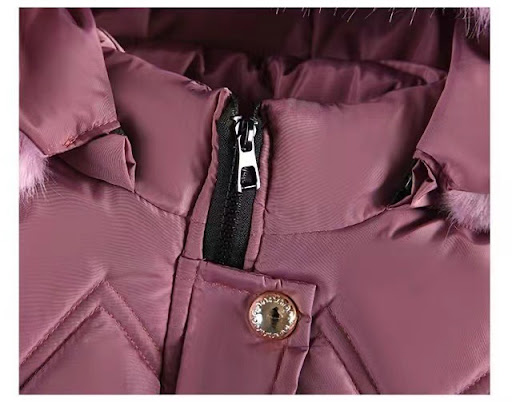 Title 15, Girls mid-length fleece-lined thickened cotton...