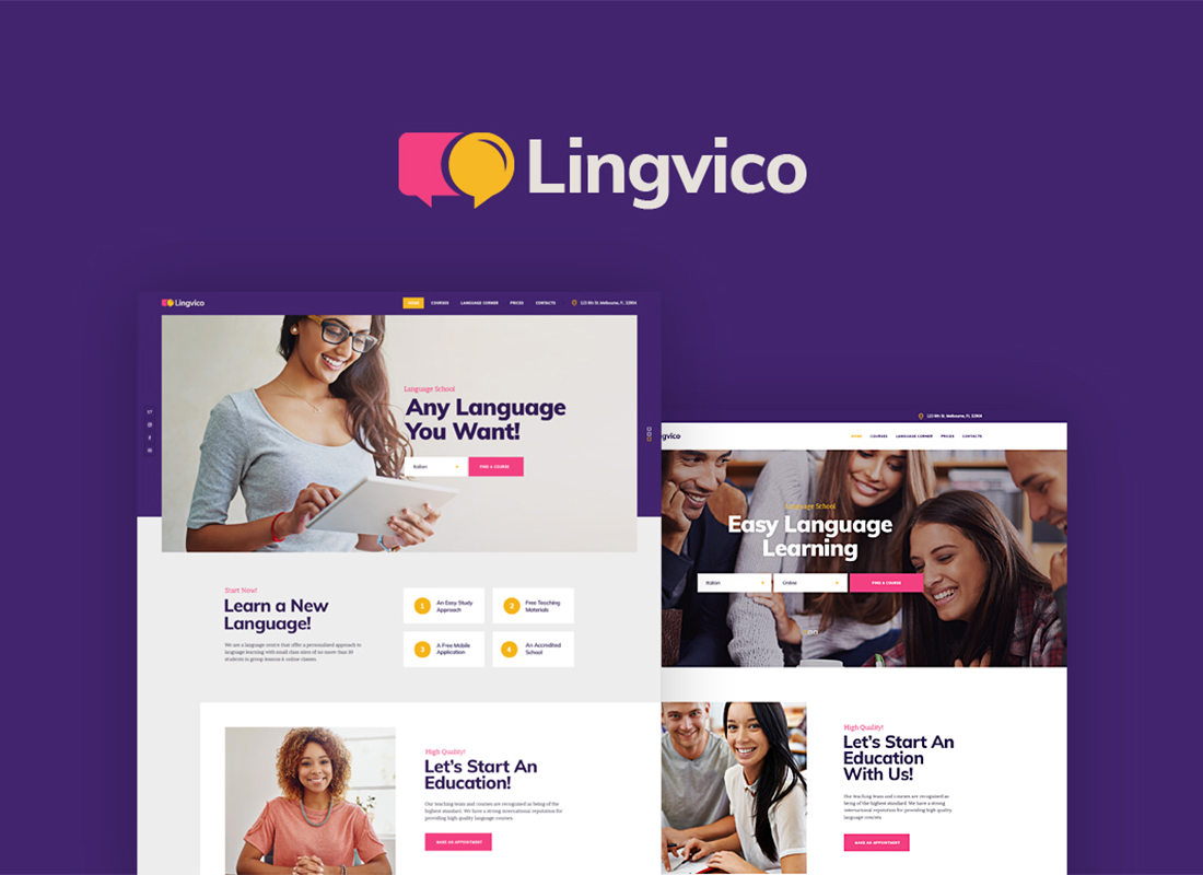 Lingvico |  Centro de idiomas y cursos de formación Tema de WordPress