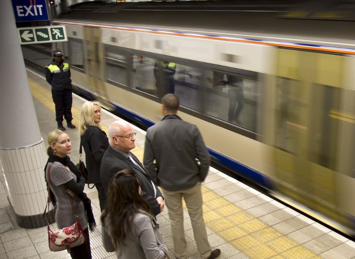 Commuters wait to board the Gautrain. Picture: DANIEL BORN