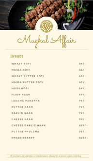 Mughal Affair menu 1