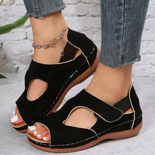 Title 5, Womens Casual Summer Sandals Low Heels Velcro ...