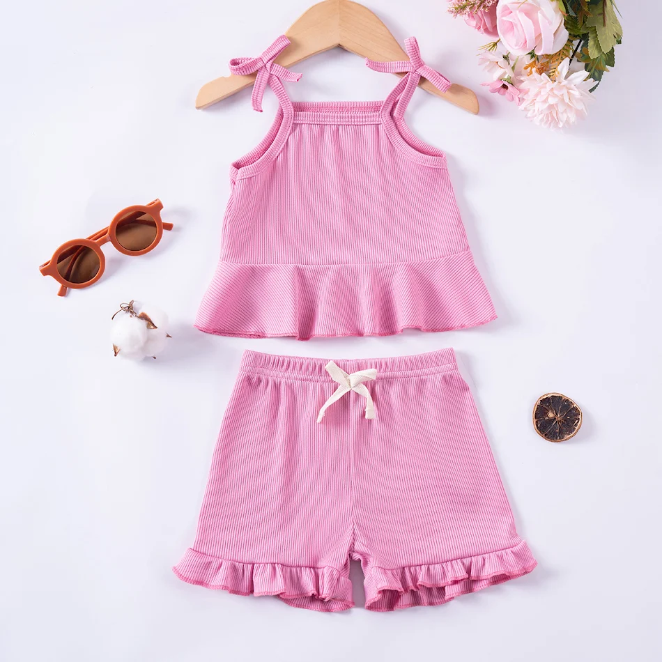 Tutina Sling per Neonata Tinta Unita Shorts Abbigliamento Casual Perfetta per l'Estate Comoda e Fresca Ideale per il Gioco