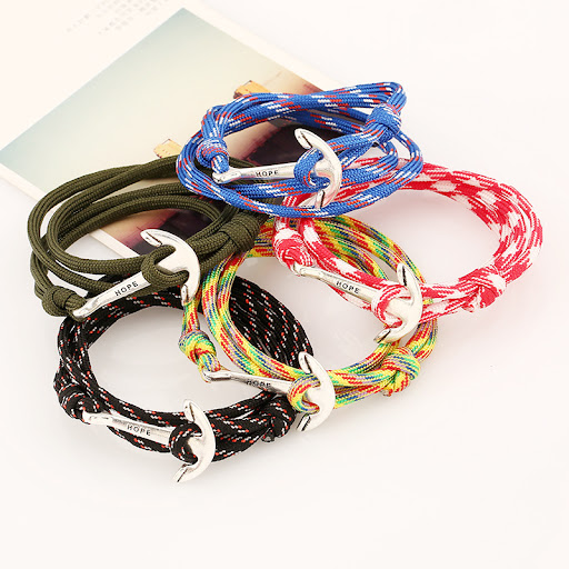 Title 6, Knitted nylon bracelet is simple and versatile....