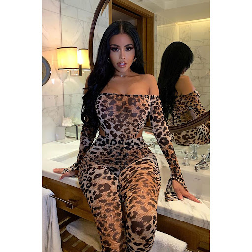Title 12, Sexy Leopard Print Long-Sleeved One-Neck Skinny...